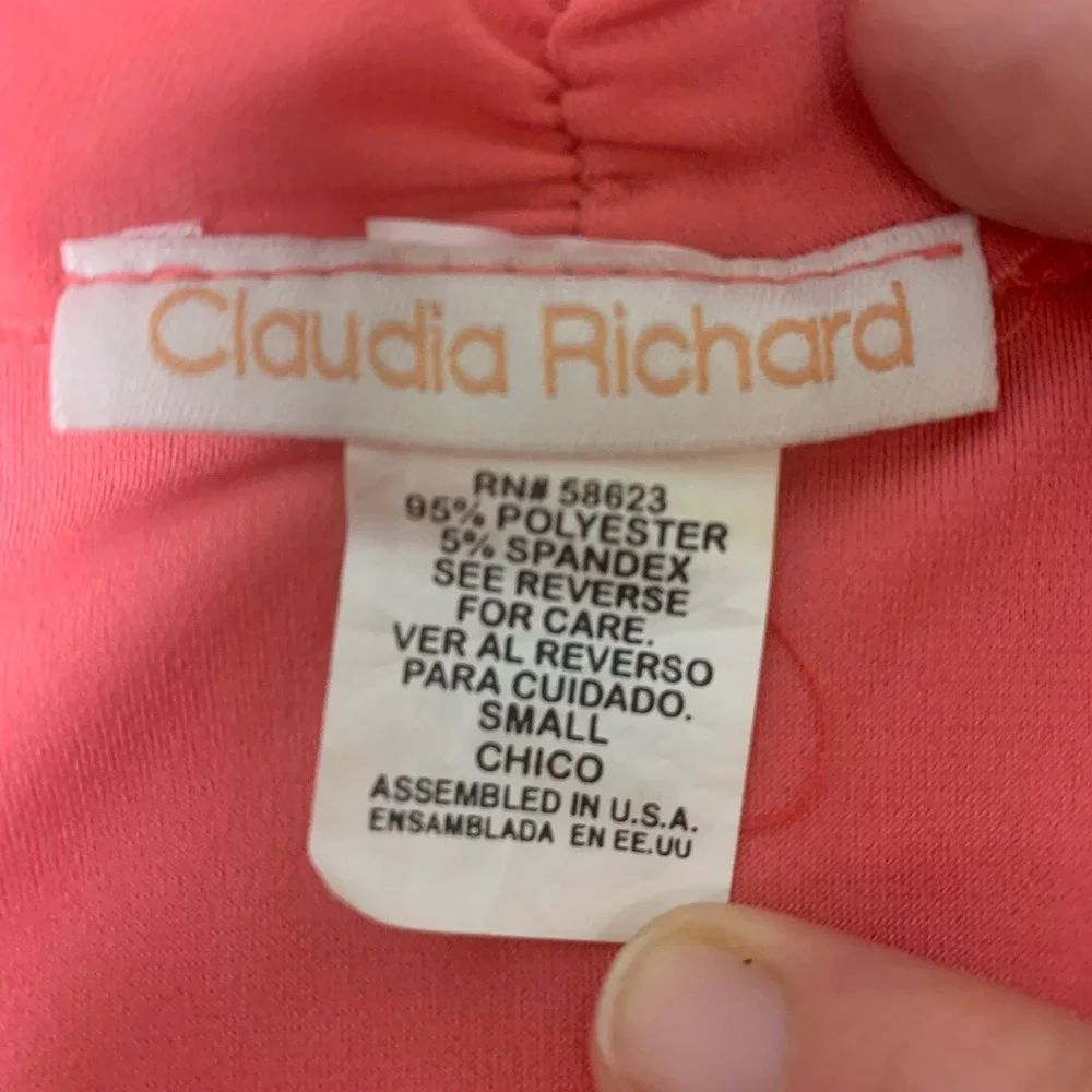 Claudia Richard Cardigan Womens Small Coral Excellent Draped Waterfall Tiered